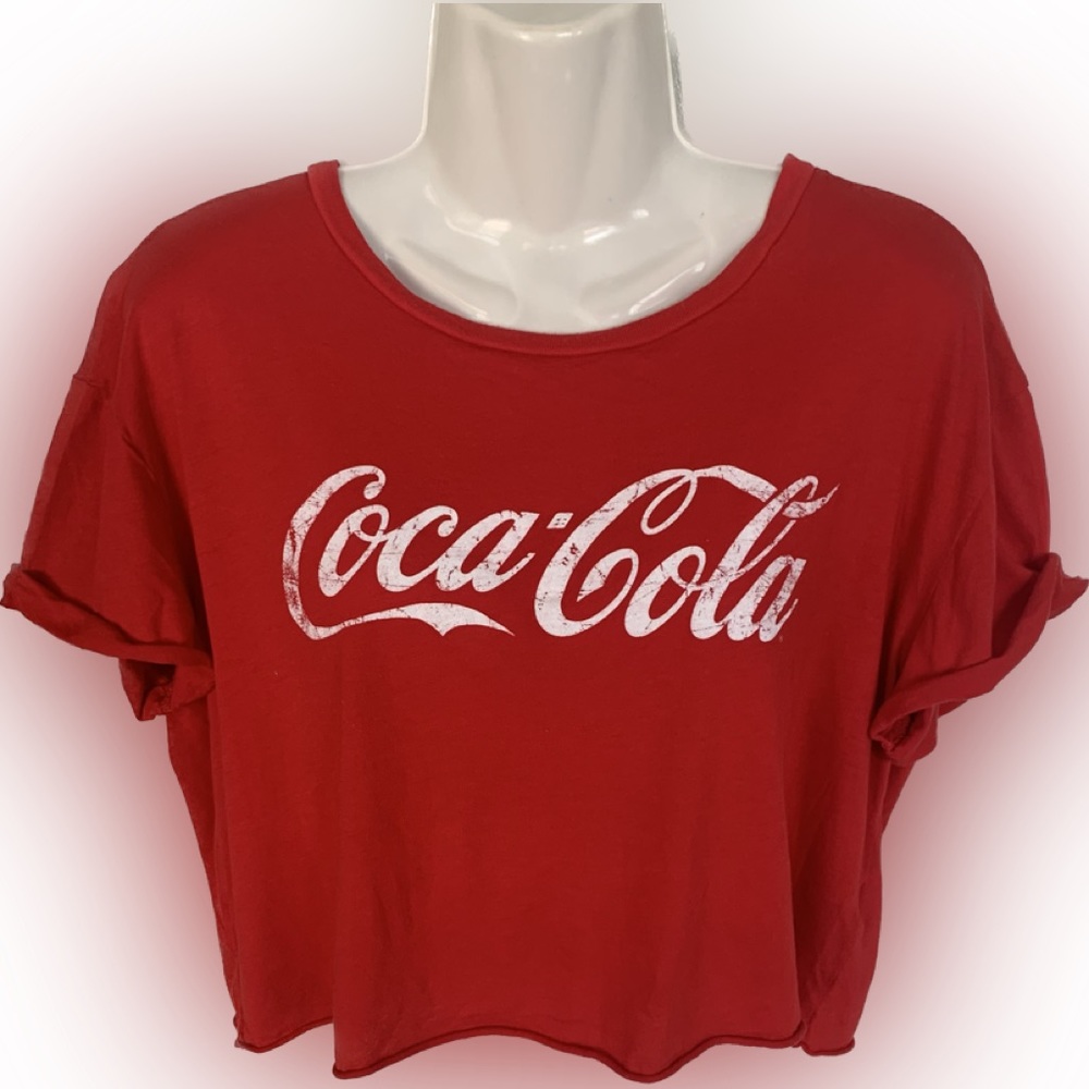 Garage Coca-Cola Coke Brand Logo Red cropped T-shirt Top Women’s G / L Large - Picture 1 of 5